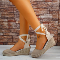Women's Cross Strappy Wedge Sandals Slingback Espadrilles