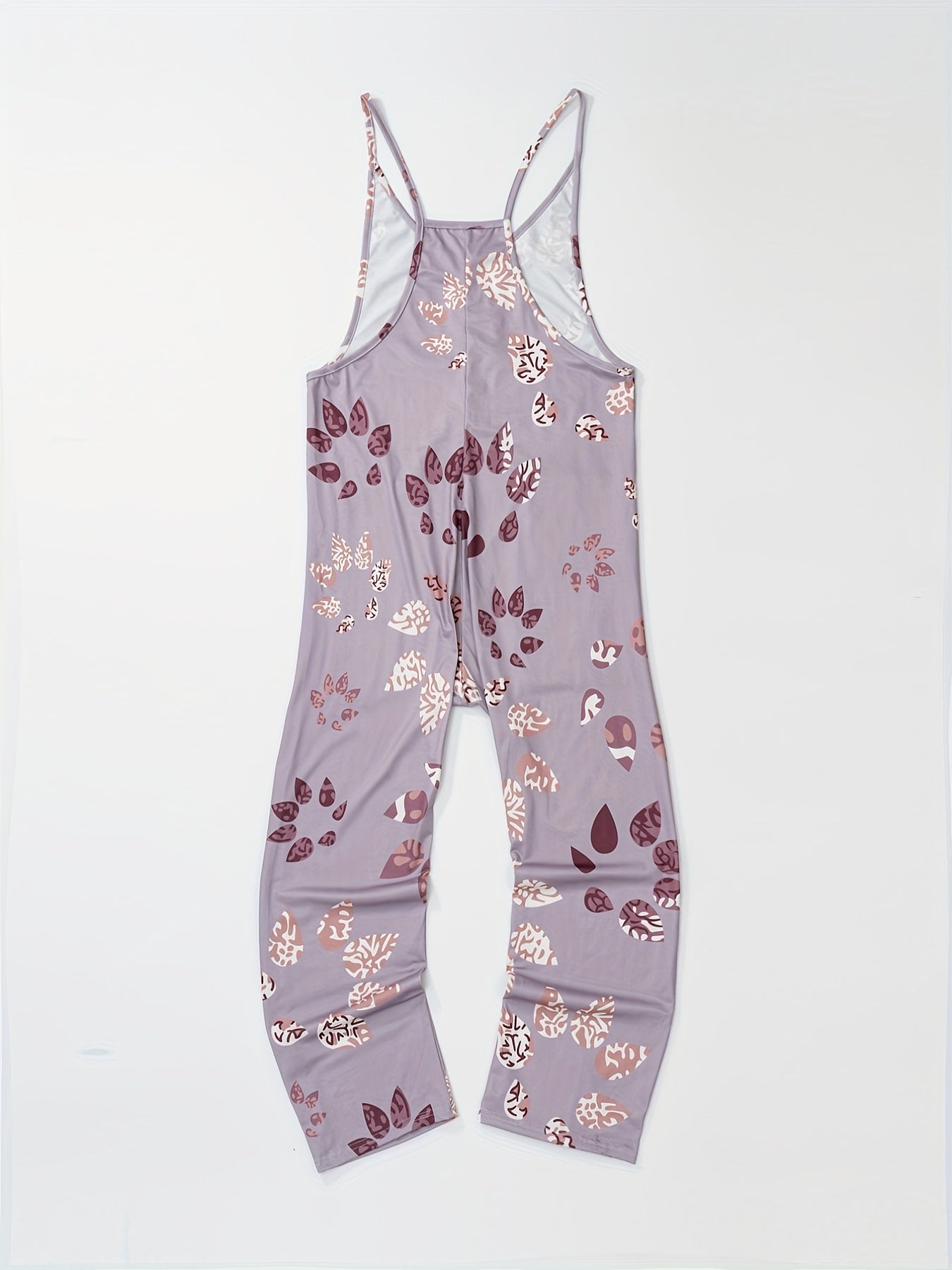 Floral Print Spaghetti Strap Jumpsuit Boho Sleeveless Wide Leg Jumpsuit
