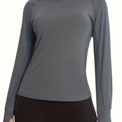 Grey Long Sleeve Loose Hooded Tops Tshirts For Outdoor Sports Running Hiking