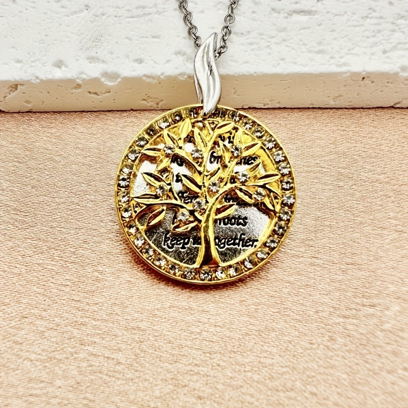 Tree Pattern Rhinestone Pendant Necklace