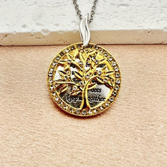 Tree Pattern Rhinestone Pendant Necklace