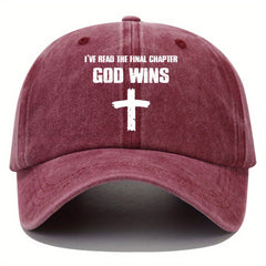 GOD WINS Cross Baseball Cap Distressed Dad Hat