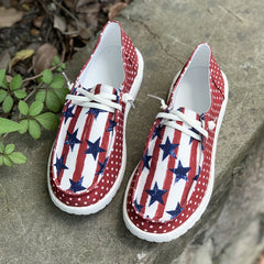 Women's Slip On Sneakers with Star & Dot Graphic Patchwork