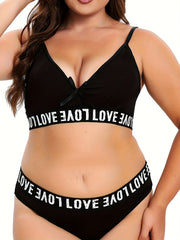 Sports Lingerie Set Women's Letter Print Bra & Panty Two Piece Set