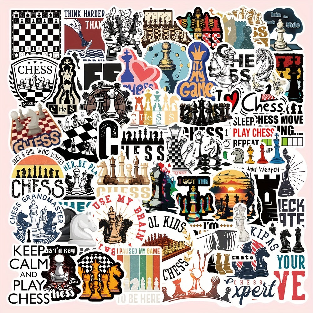 50pcs Cartoon Chessboard Stickers Creative Graffiti for Phone Cases & Suitcases