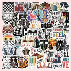 50pcs Cartoon Chessboard Stickers Creative Graffiti for Phone Cases & Suitcases