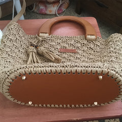 2pcs PU Leather Bag Bottom Holder Woven Bag Bottom DIY Handbag Oval