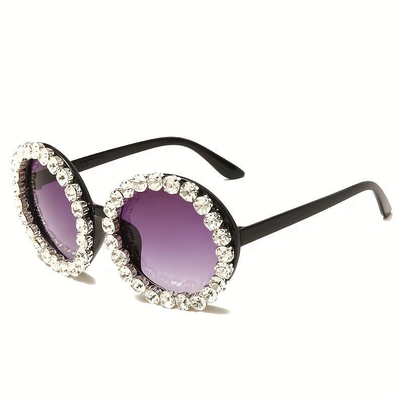 Stylish Rhinestone Round Sunglasses Punk Eyeglasses