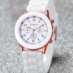 Kids Silicone Quartz Watch & Rhinestone Jewelry Set