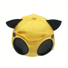 Cat Ears Aviator Glasses Baseball Cap Unisex Retro Style Pilot Hat