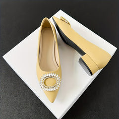 Rhinestone Slip On Chunky Heel Shoes Point Toe Daily Soft Dr