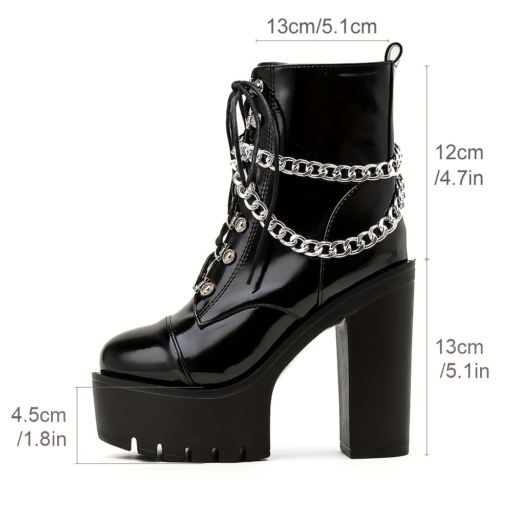 Gothic Chain High Heel Ankle Boots