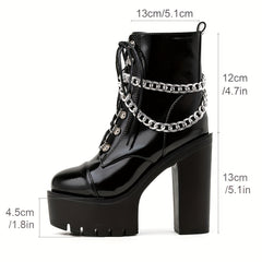 Gothic Chain High Heel Ankle Boots