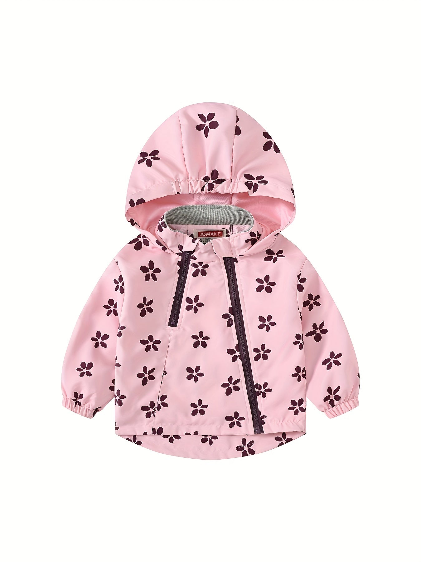 Girls' Butterfly Print Zip Hooded Windbreaker for Outdoor Girls