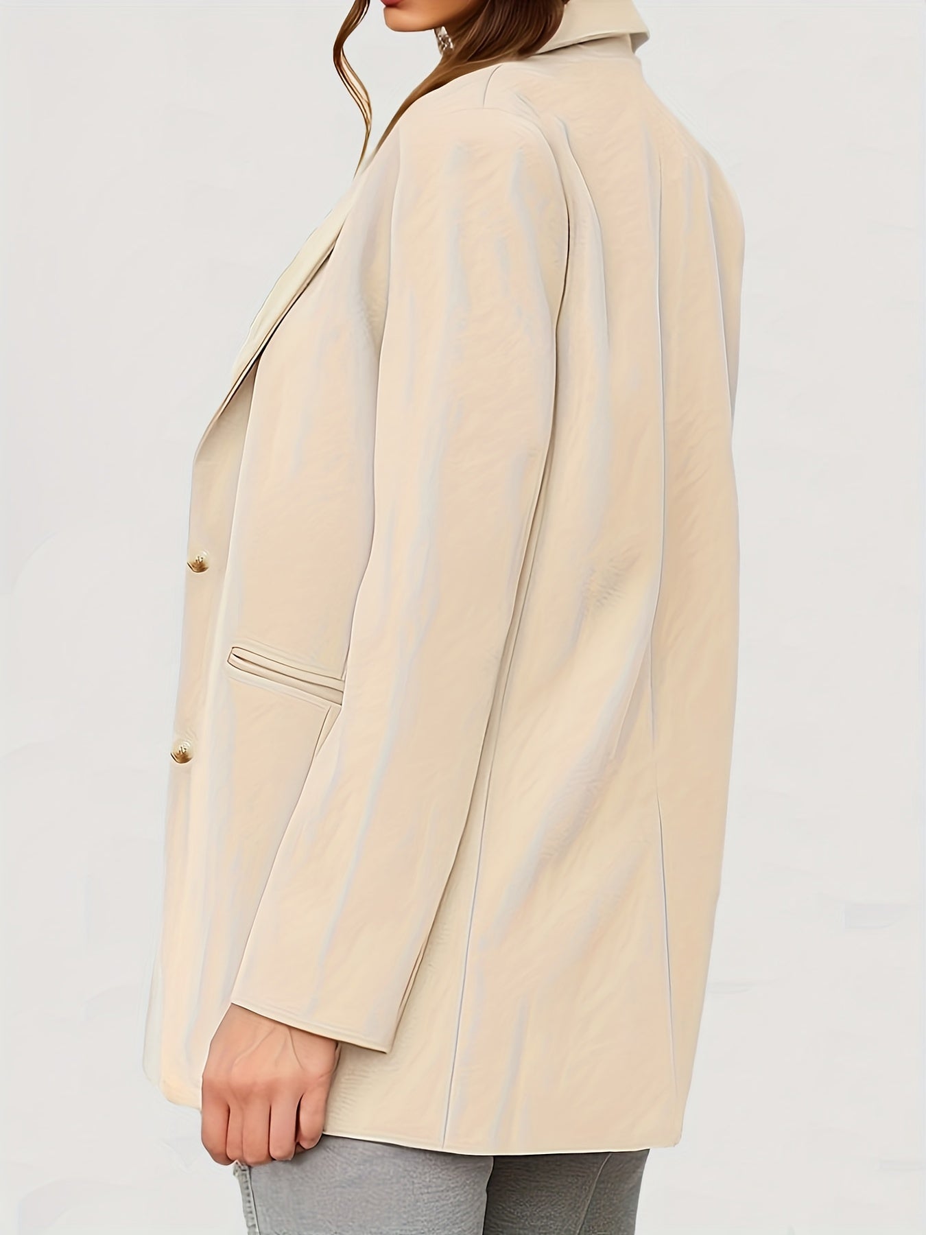 Button Front Notched Collar Blazer Long Sleeve Women's Clothing