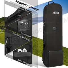 Golf Aviation Bag With Wheels Detachable Shoulder Straps & Foldable