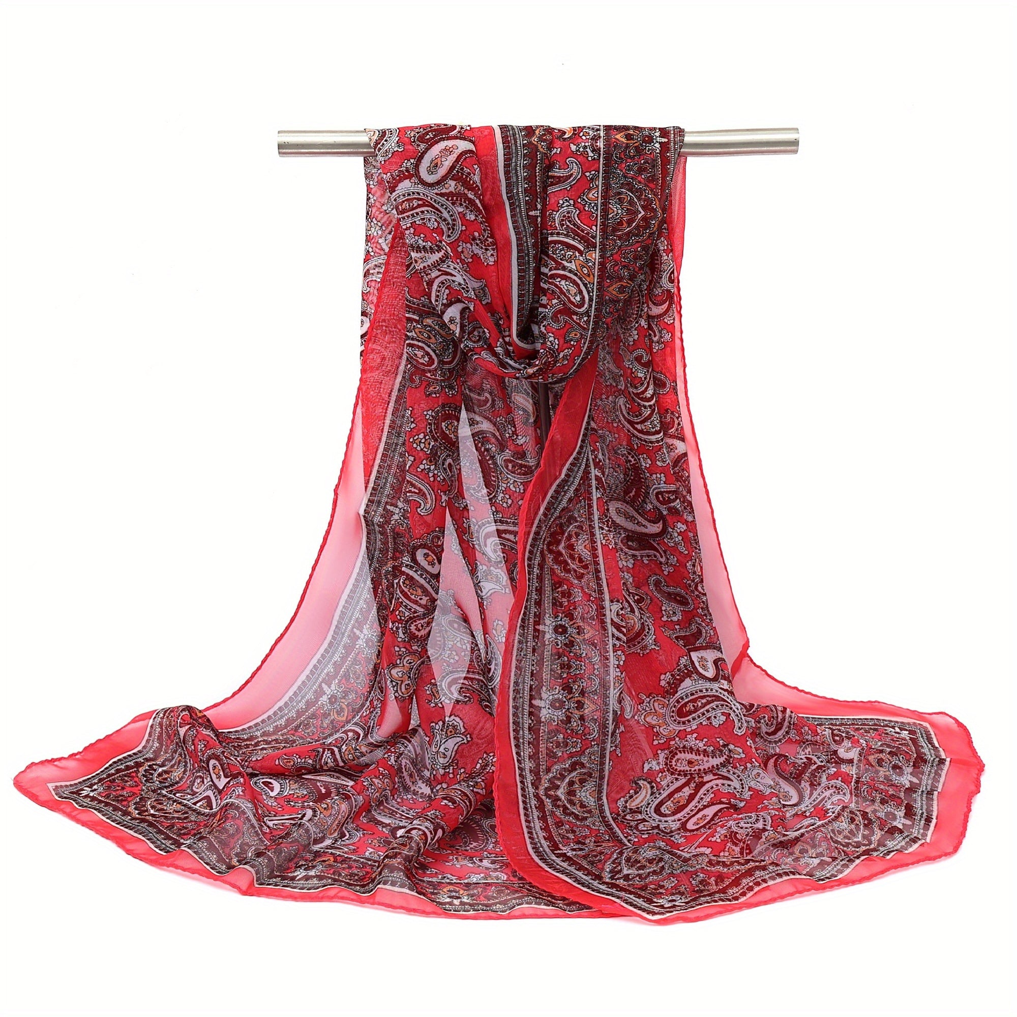 Boho Paisley Chiffon Scarf Long Shawl Breathable Travel Towel