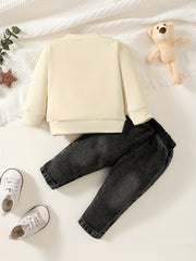 Baby Boys Bear Print Sweatshirt And Jeans Set