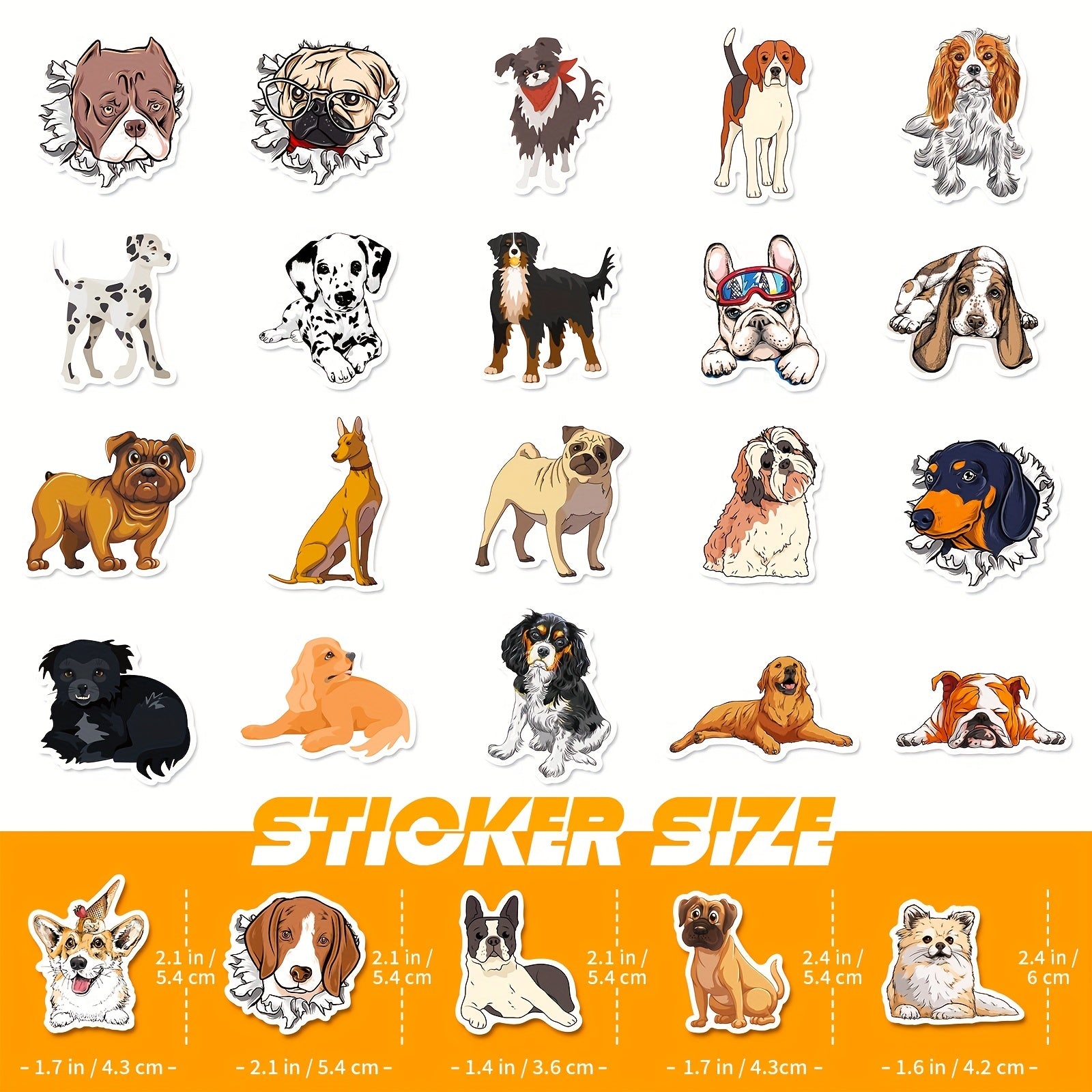 100pcs Cartoon Dog Stickers Waterproof Vinyl Animal Stickers