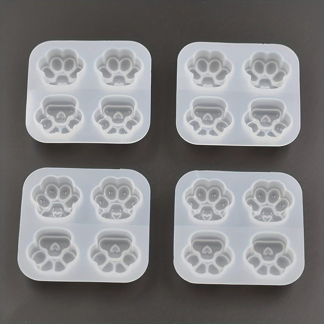 3Pcs Cat Paws Heart Footprint Resin Silicone Mold