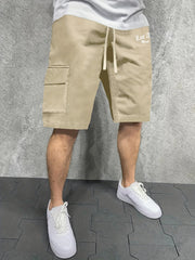 Men's LA Graphic Cargo Shorts Elastic Waist Drawstring