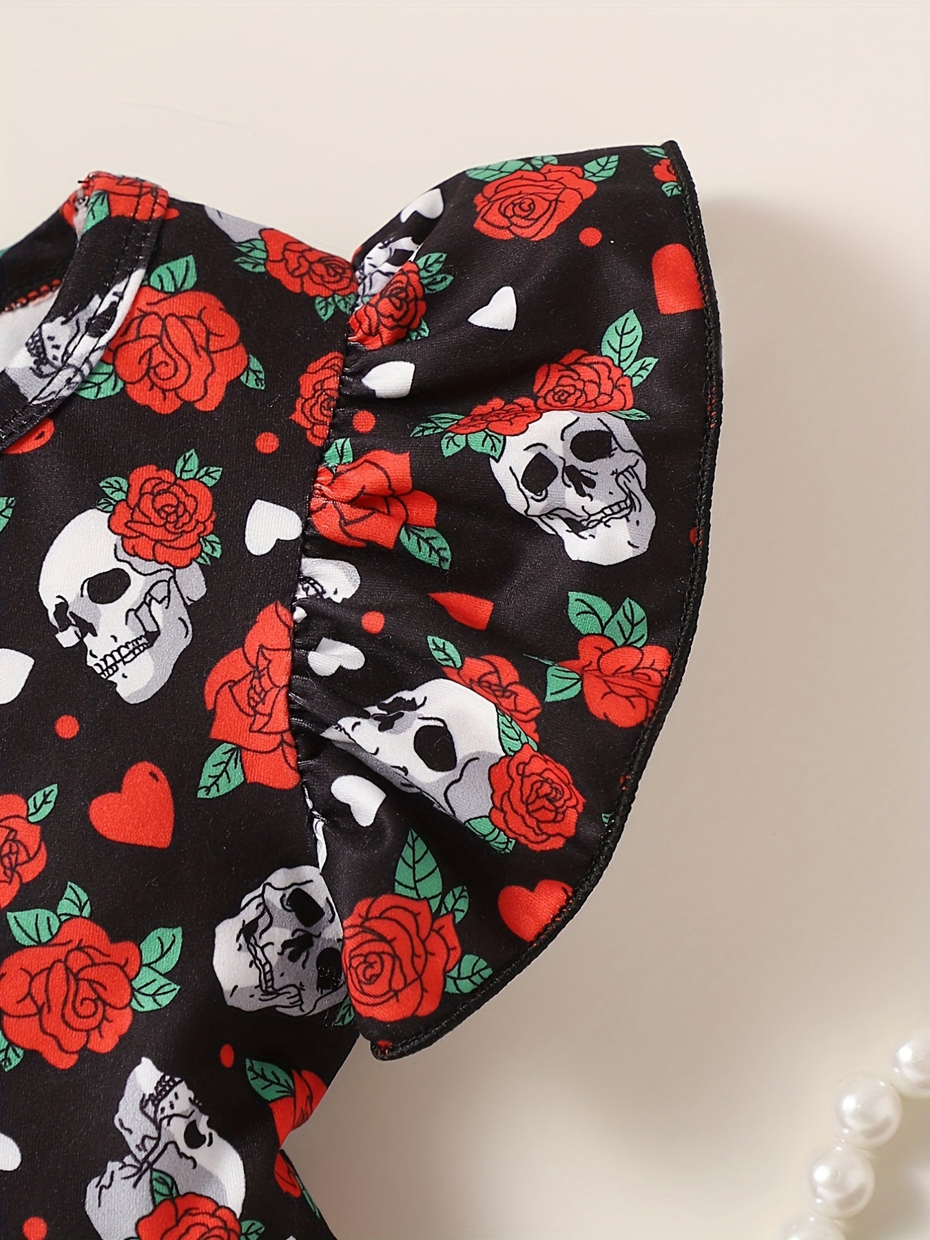 Baby Girl's Skull & Rose Flutter Sleeve Dress