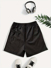 Striped Print Boys Comfortable Creative Shorts Casual Quick drying Shorts