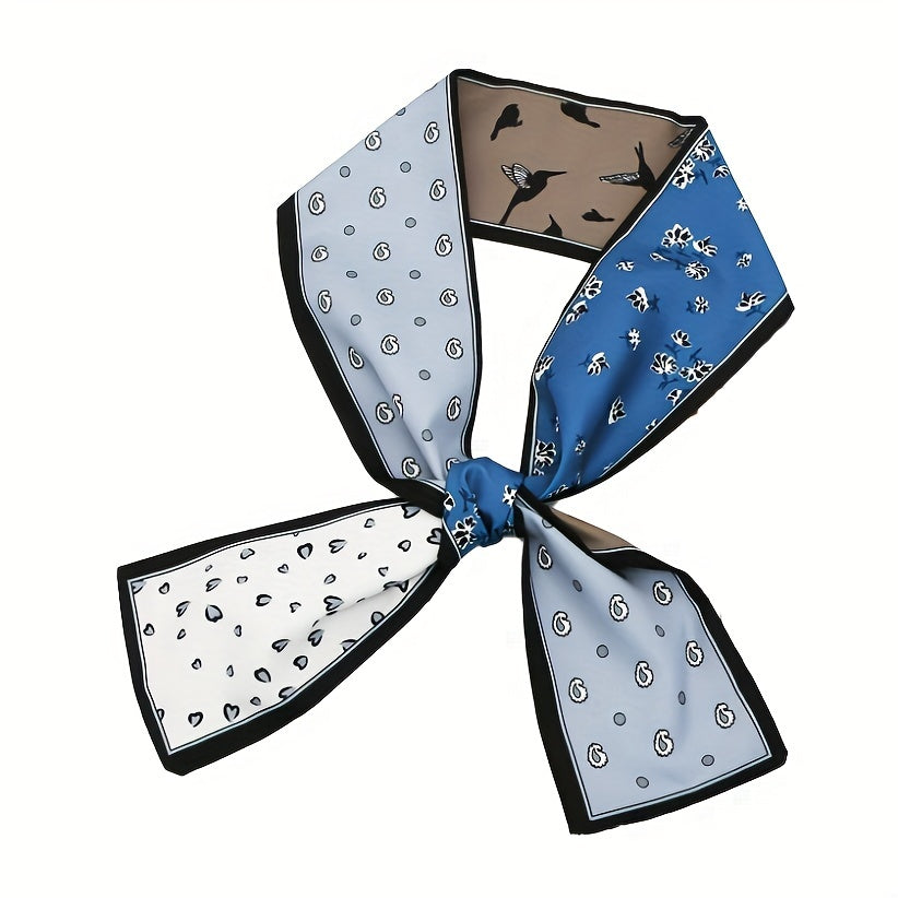 2pcs Heart Pattern Neckerchief Silk Skinny Scarf Handbag Charm Gift