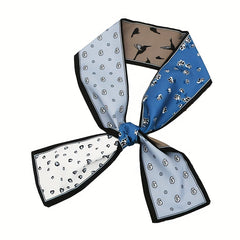 2pcs Heart Pattern Neckerchief Silk Skinny Scarf Handbag Charm Gift