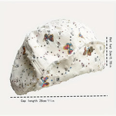 Y2K Butterfly Embroidery Beret Ripped Newsboy Hat