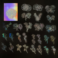 100 Sheets Transparent Laser Decal Stickers PET Creative Diy Retro Stickers