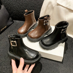 Casual Solid Zipper Boots for Girls