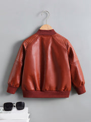 Christmas Boys Faux Leather Zipper Jacket