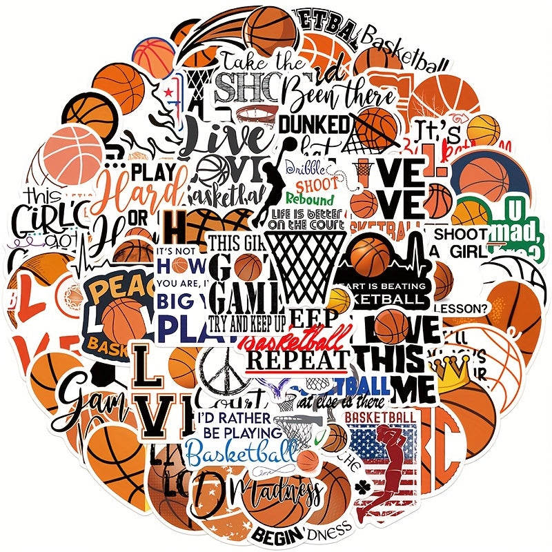 100 Basketball Stickers Vinyl Waterproof Decals for Water Bottle Laptop