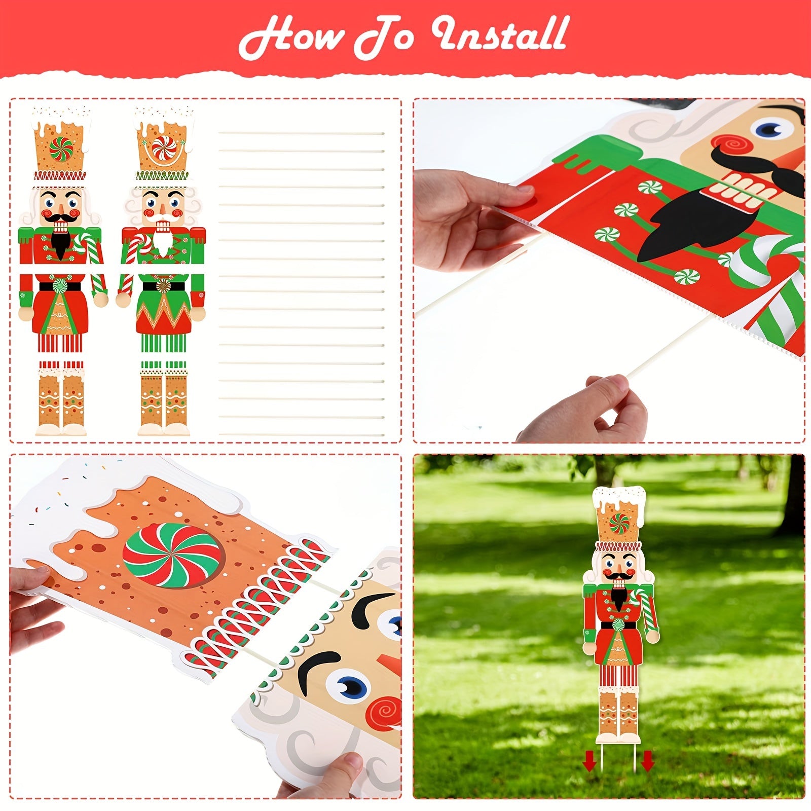 2pcs Large Christmas Nutcracker Yard Sign With Stakes for Outdoor Soldier Decor