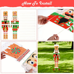 2pcs Large Christmas Nutcracker Yard Sign With Stakes for Outdoor Soldier Decor