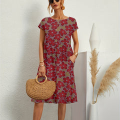 Floral Print Short Sleeve Dress Vintage Style