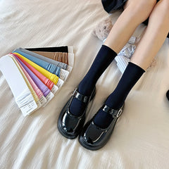 5 Pairs Solid Mid Tube Socks for Women