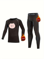 Kids Cartoon Compression Fleece Set Pullover & Pants