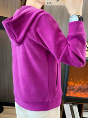 Hooded Jacket Plush Lined Sports Coat Women's Activewear
