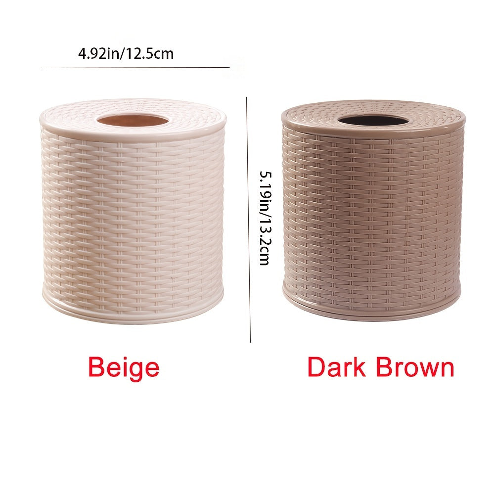 Stylish Round Woven Tissue Storage Box