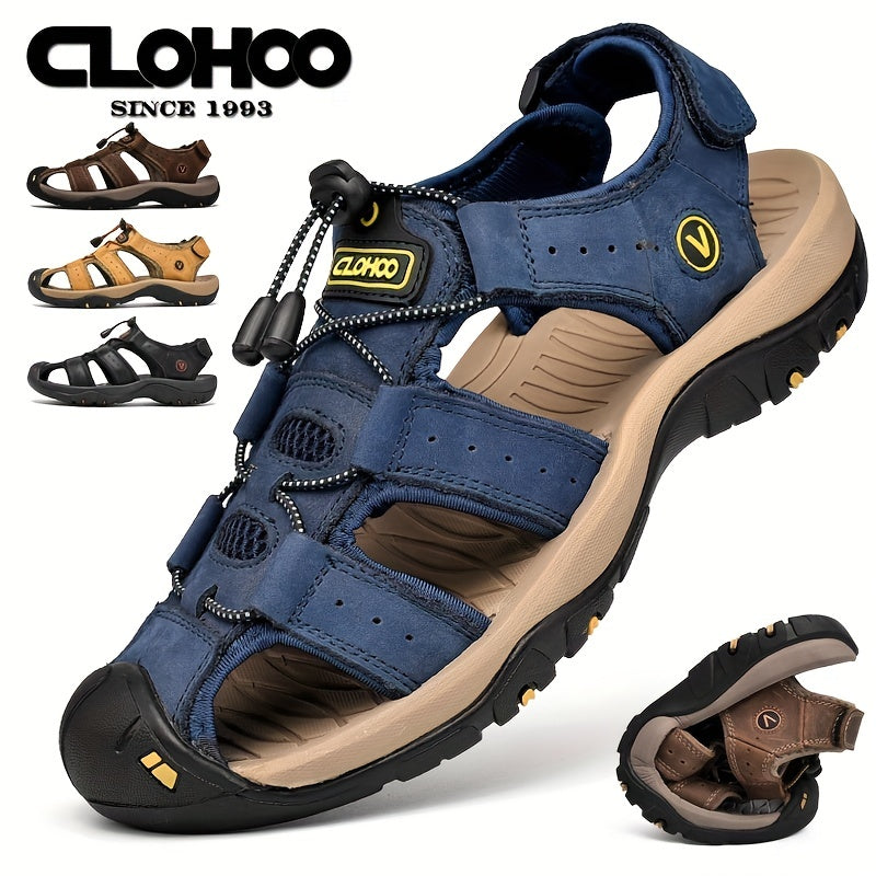 CLOHOO Men's Closed Toe Anti Collision Sandals Summer Beach Shoes