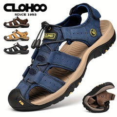 CLOHOO Men's Closed Toe Anti Collision Sandals Summer Beach Shoes