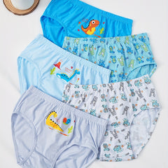 5pcs Boys Cartoon Dinosaurs Briefs Soft Comfortable Kids Clothes