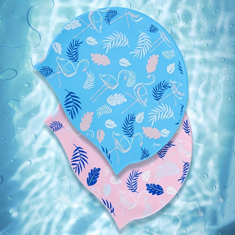 Animal Print Swimming Glasses Set with Swim Cap - Anti-fog Goggles and Hat Combo