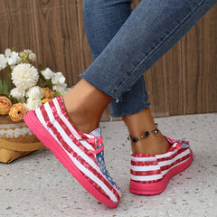 Women's Flag Pattern Skateboard Shoes Breathable & Durable Lightweight Sneakers