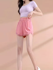 Letter Print Sports Shorts High Waist Quick Drying for Fitness