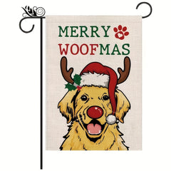 Christmas Garden Flag Merry Woofmas Golden Retriever