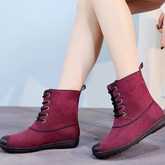 Women's Lace-Up Short Rain Boots Waterproof Non-Slip Shoes