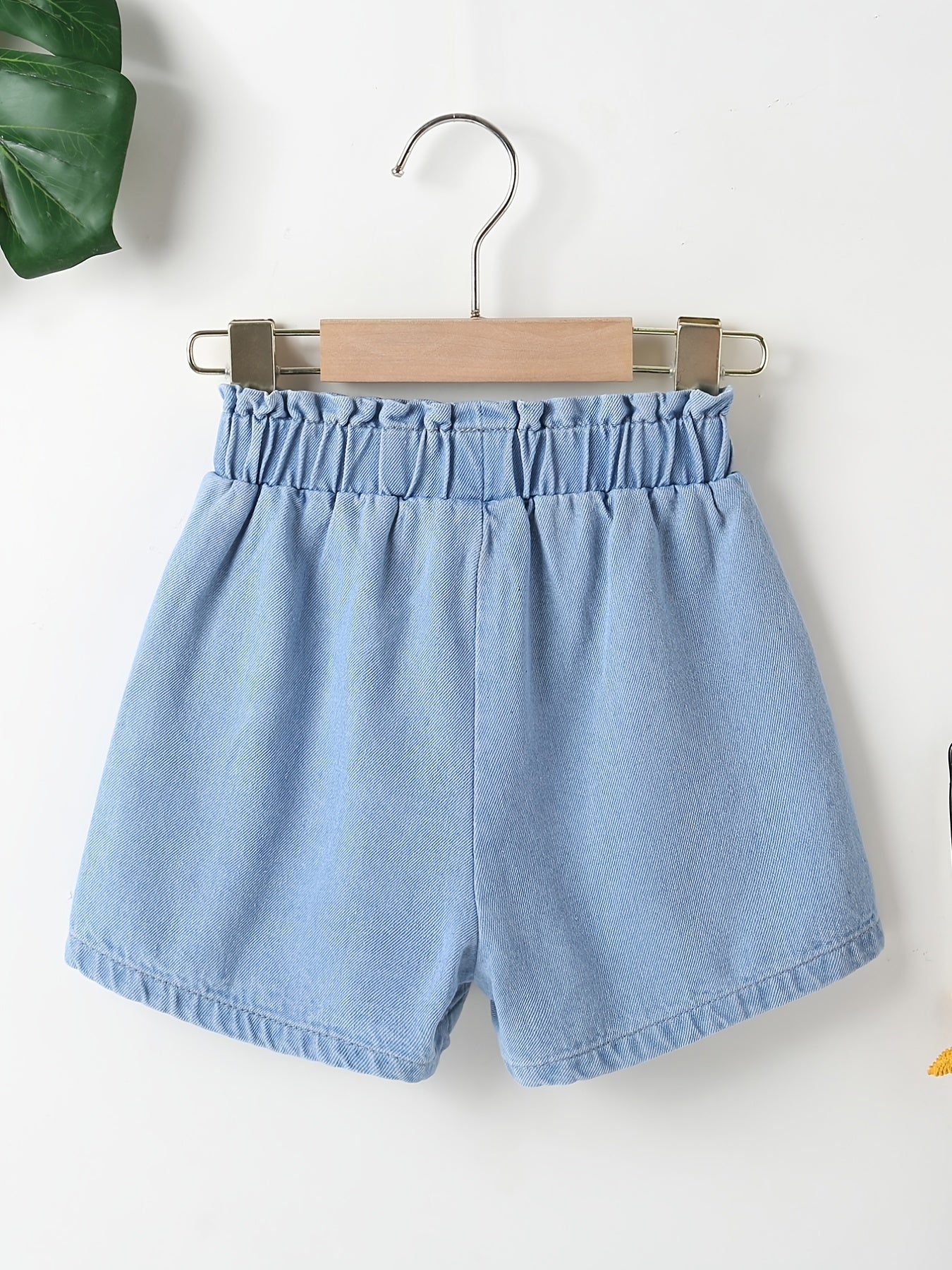 Girls Casual Bow Pockets Frill Trim Denim Shorts Kids Summer Clothes